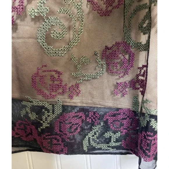 Sundance Lucky In Love Sleeveless Dress Size 10 Black Tulle Embroidered Overlay - Picture 6 of 16